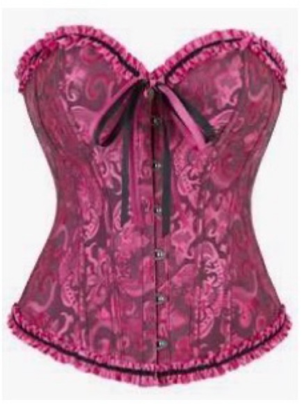 Draculara set!! Women's Pink Brocade Corset Top with accessories